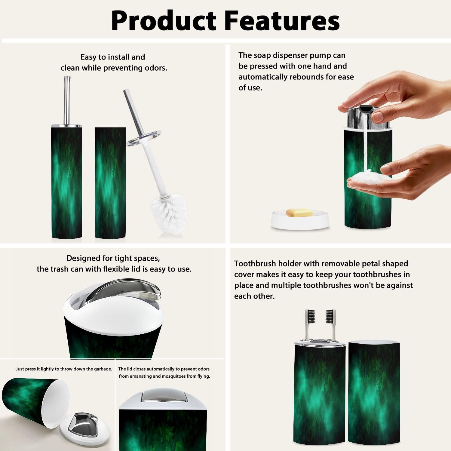 TRANQDEHOM 6-Piece Bathroom Accessory Set 1
