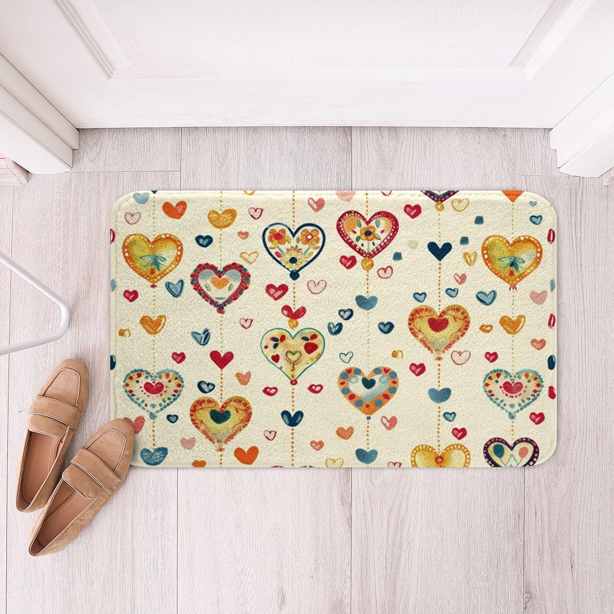 Feelyou Heart Bath Mat 16x24 Inch Modern Rug for Bathroom