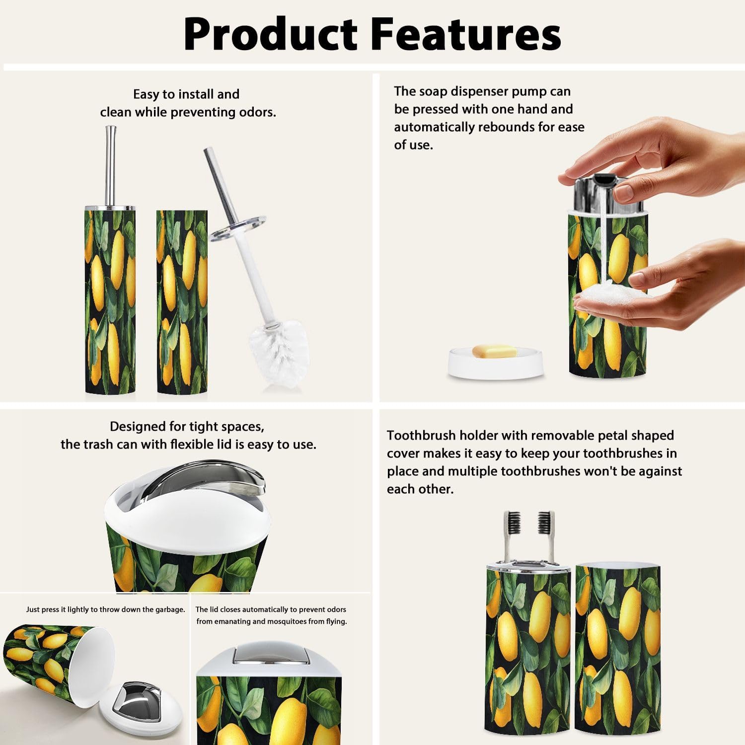 Boho Bathroom Accessory Set 6 Piece Organic
