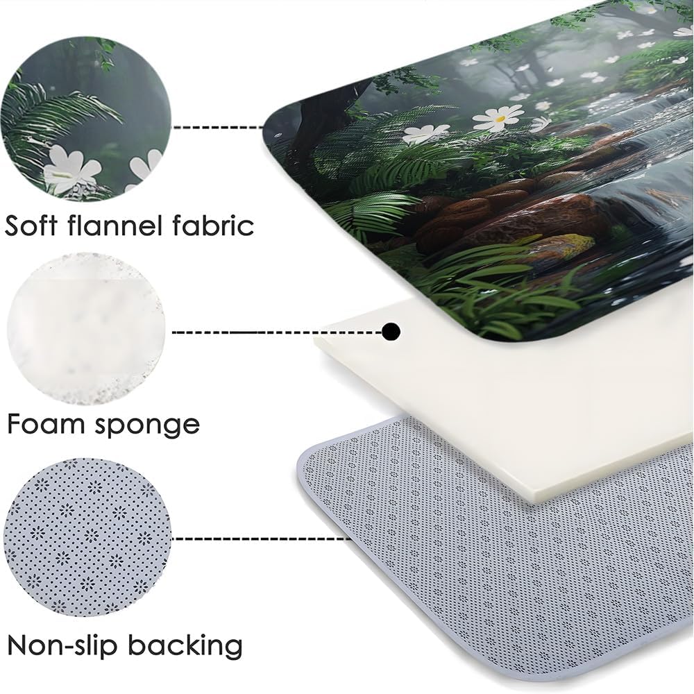 Tropical Waterfall Bath Mat with Non-Slip Backing