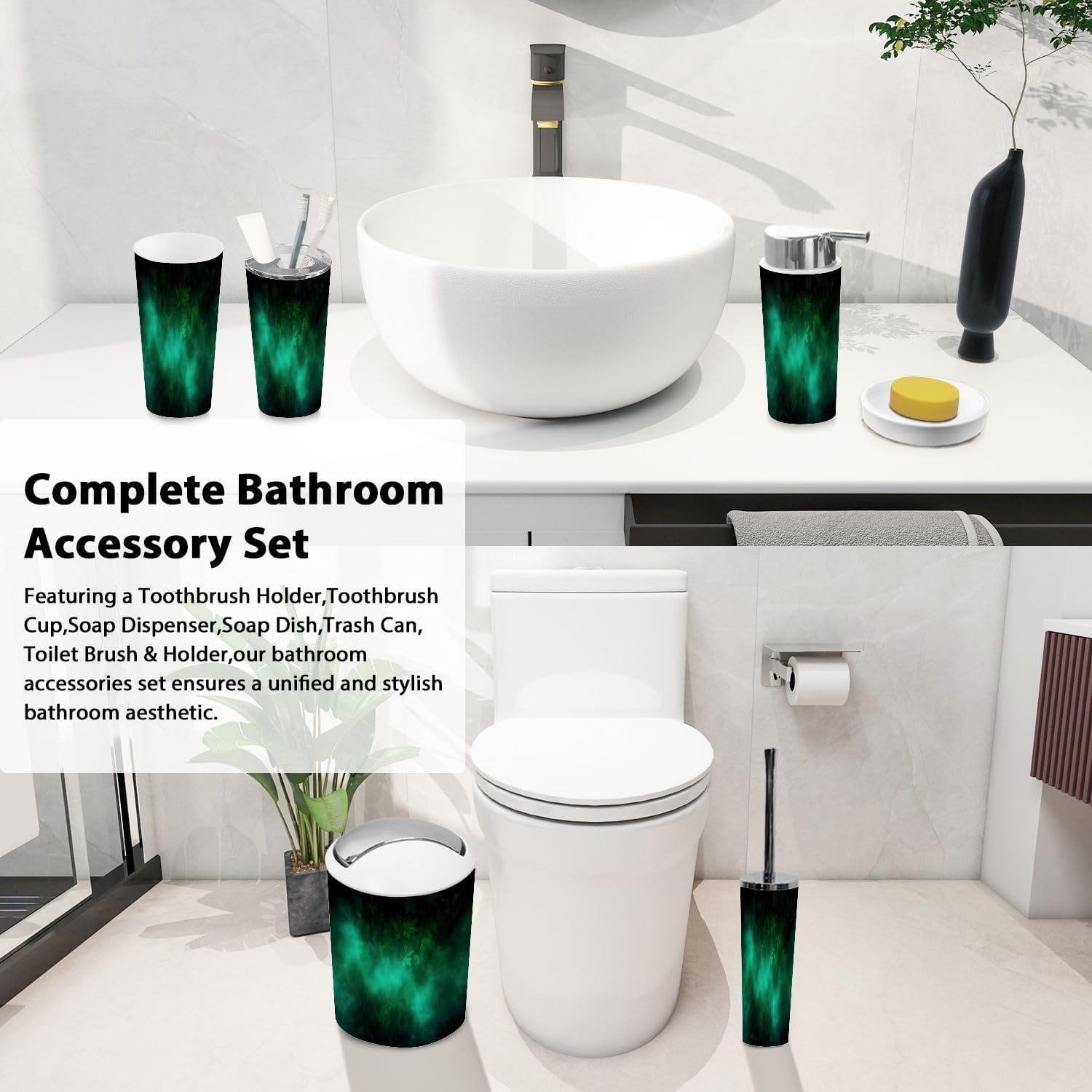 TRANQDEHOM 6-Piece Bathroom Accessory Set 1