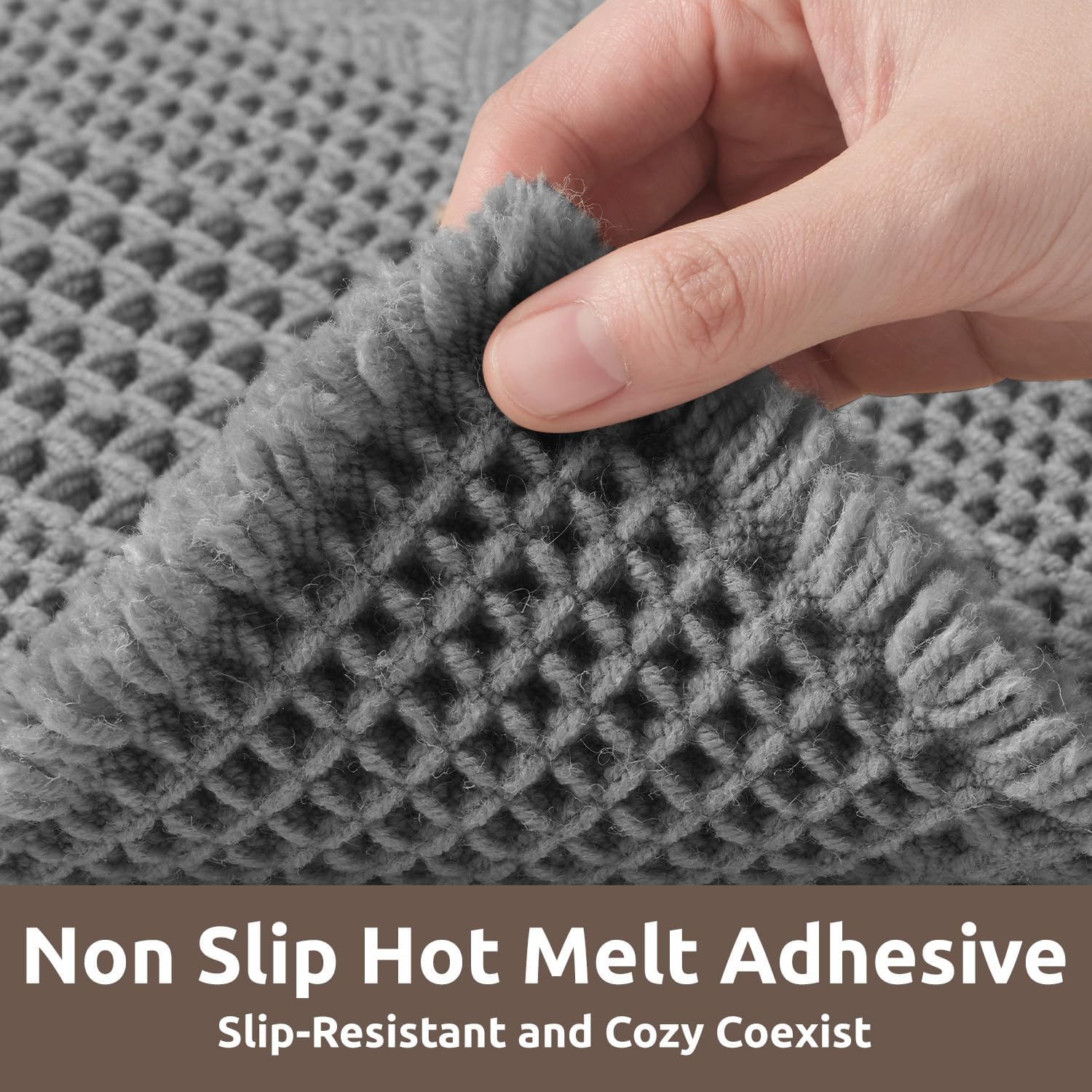 AMOAMI Waffle Bath Mat - Grey 24 x 36