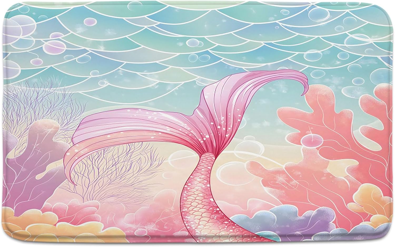 Fantasy Pink Mermaid Bath Rug 16x24 Inch 1