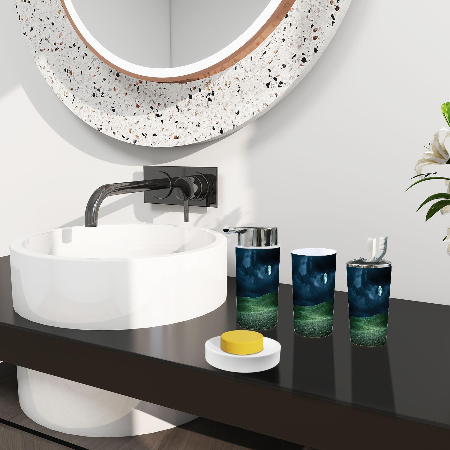 Boho Bathroom Accessory Set 6 Piece Modern