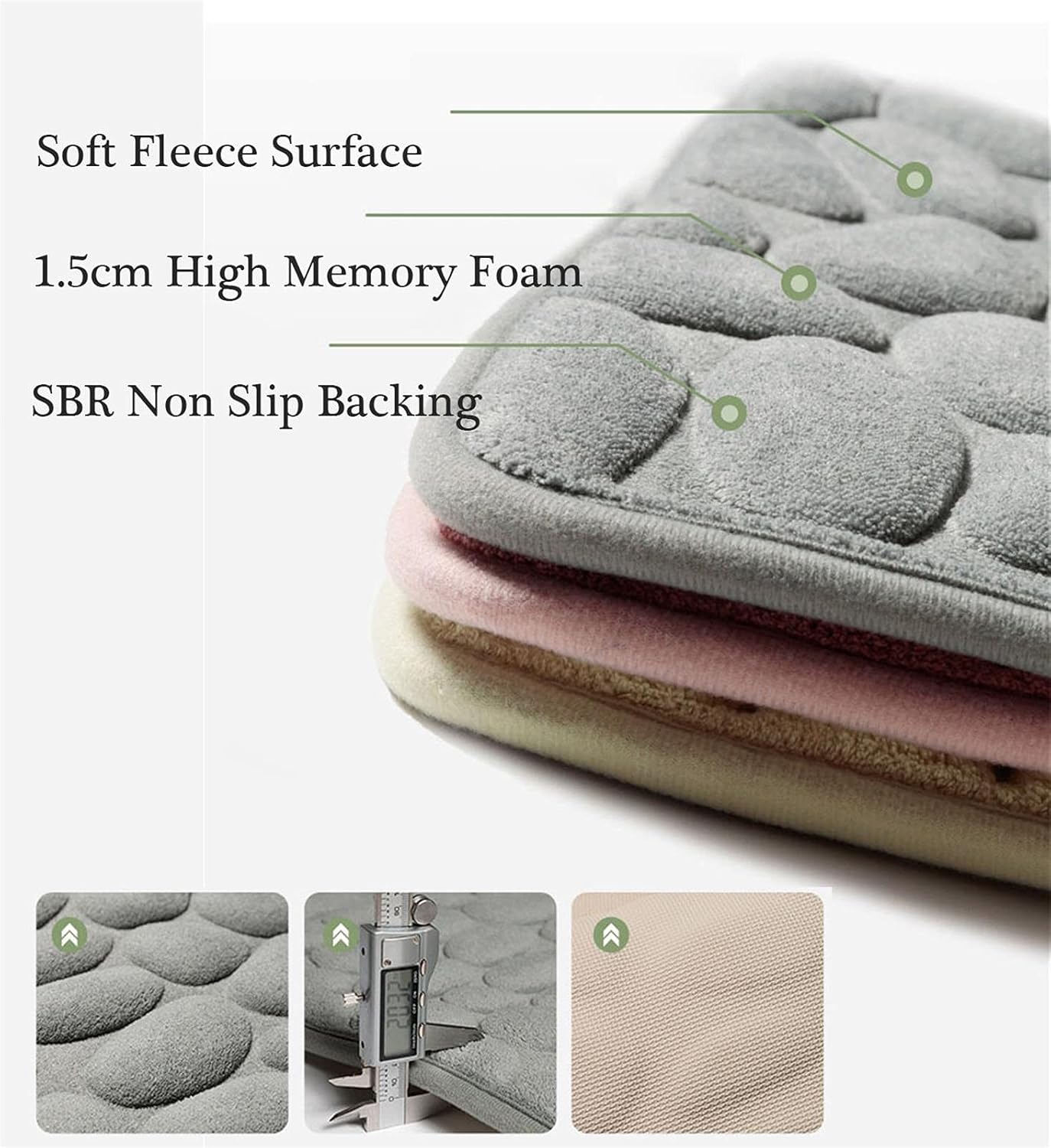 Insun Soft Memory Foam Bath Mat Non-Slip Black 157x236