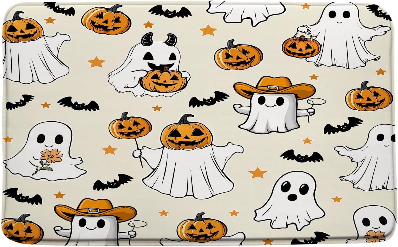 Cute Halloween Ghost Bath Mat 16x24 Inch