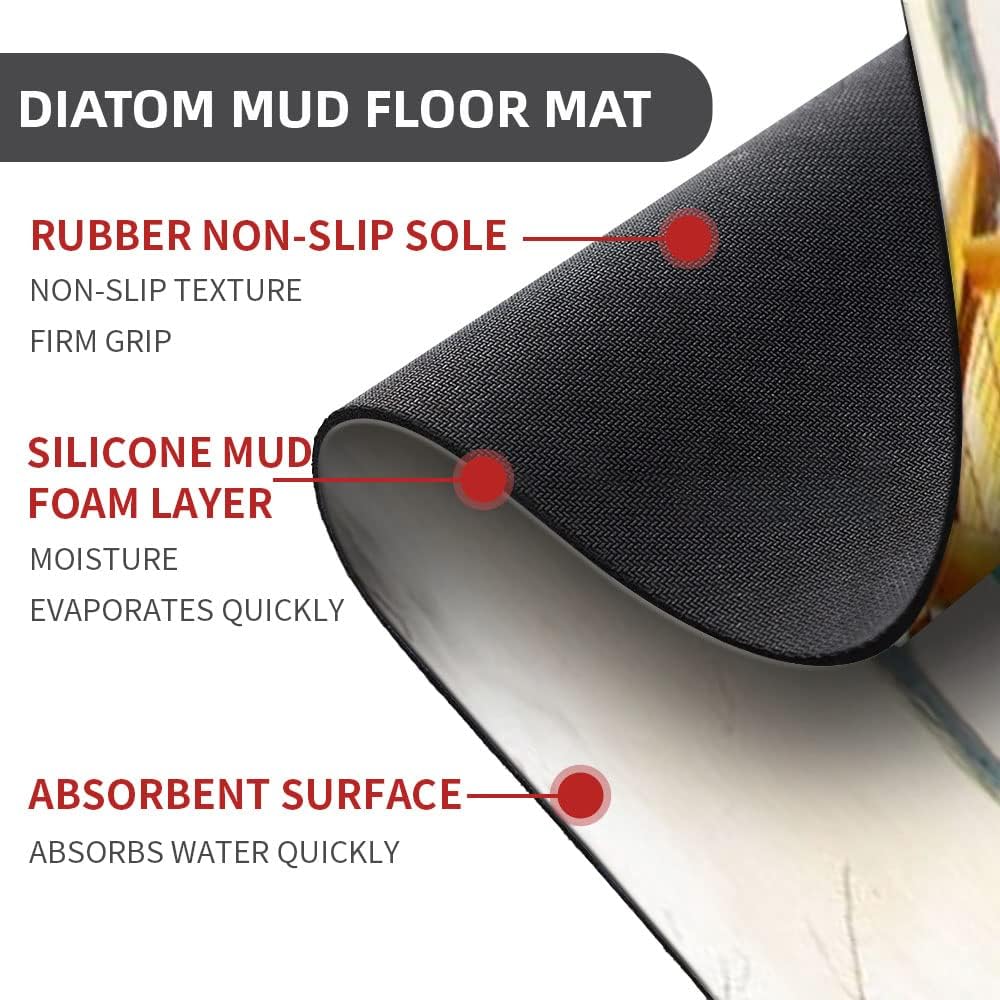 SHENWSAN Diatomaceous Earth Bath Mat Fast Drying Non-Slip 50cm80cm