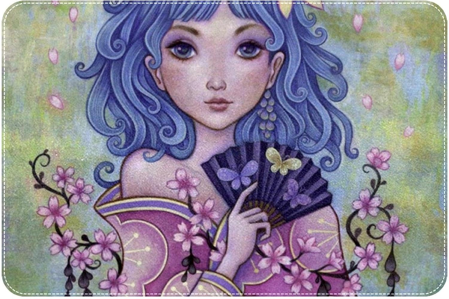RSMYX Japanese Girls Bath Rug 24x16 Non-Slip Door Mat