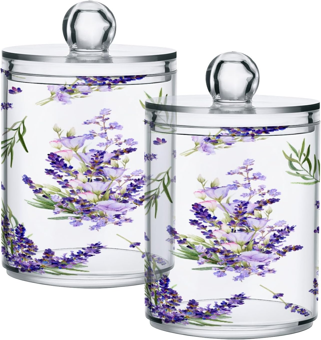 YETTASBIN Lavender Clear Plastic Apothecary Jars 2 Pack