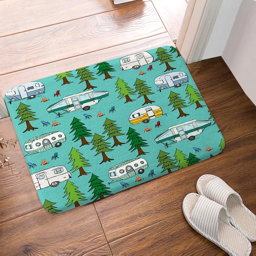 JAWO Happy Camper Bath Mat 16x24 Non-Slip
