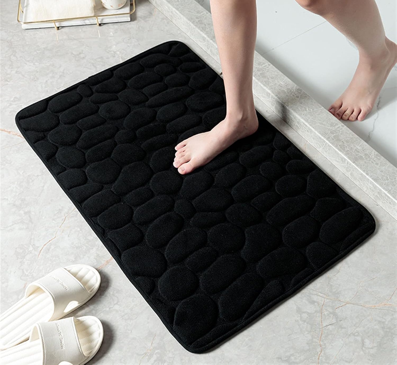 Insun Soft Memory Foam Bath Mat Non-Slip Black 157x236