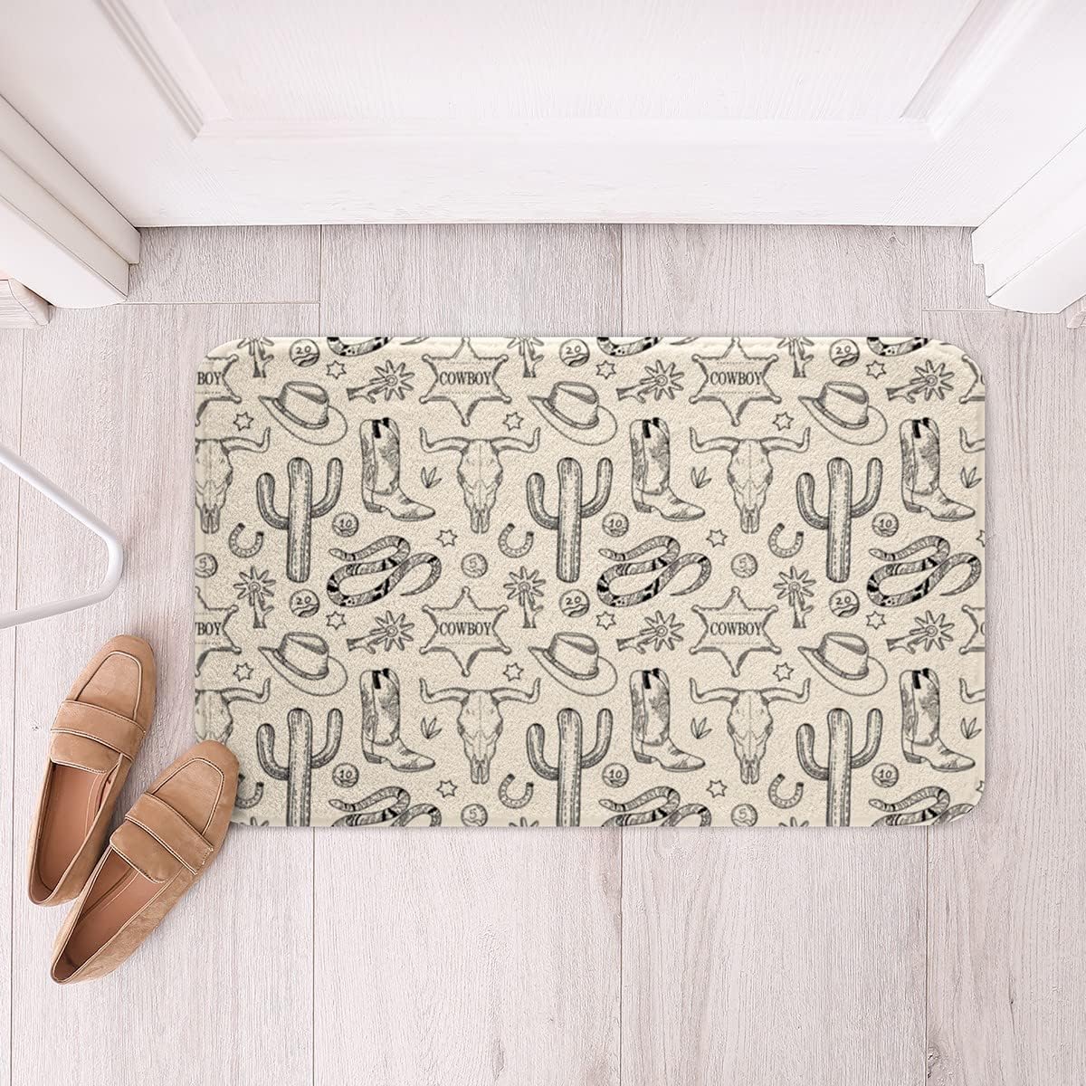 Homewish Western Cowboy Bath Mat with Cow Skull Pattern