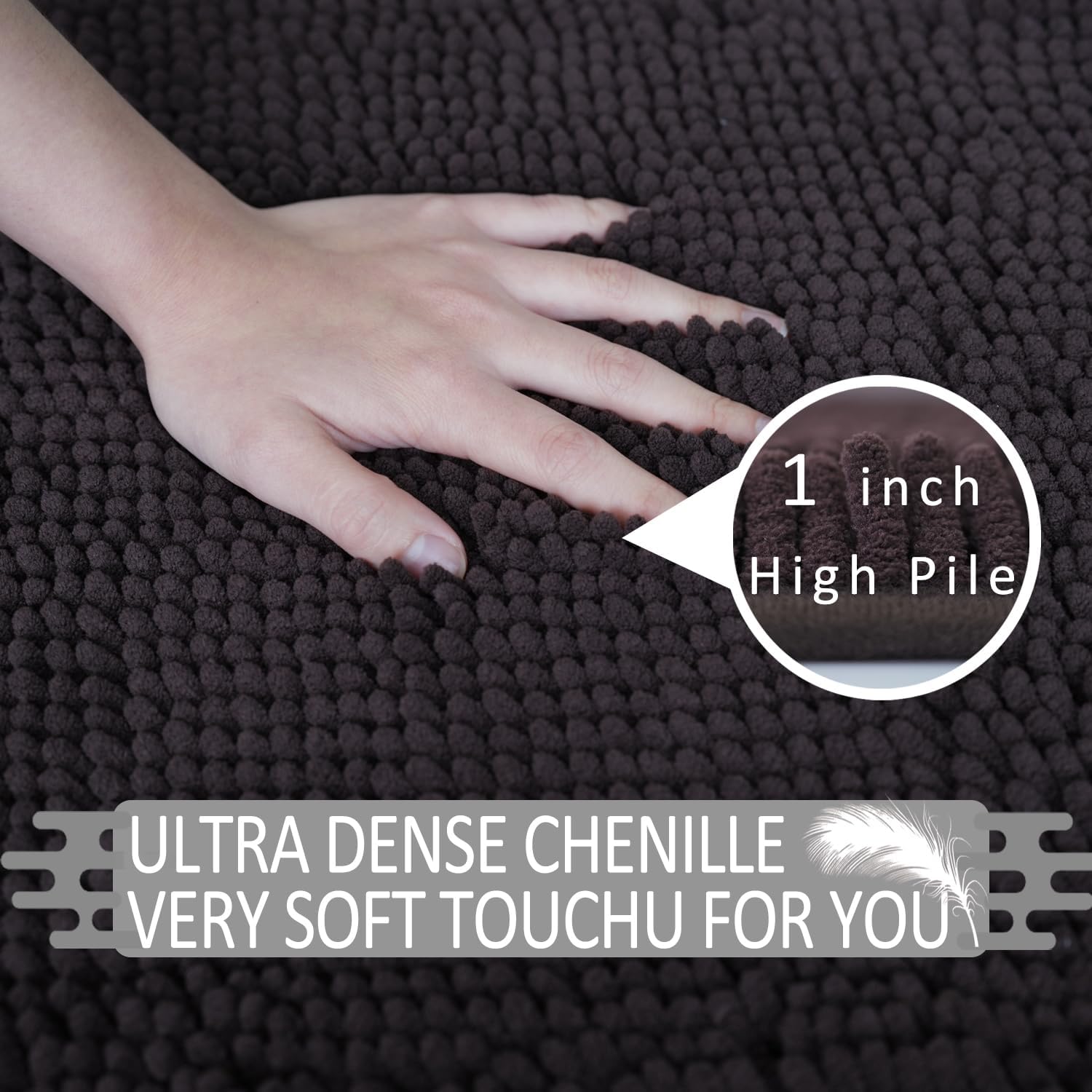 Flotstiga 23x15 Bathroom Rug Set Soft Chenille Non Slip Machine Washable