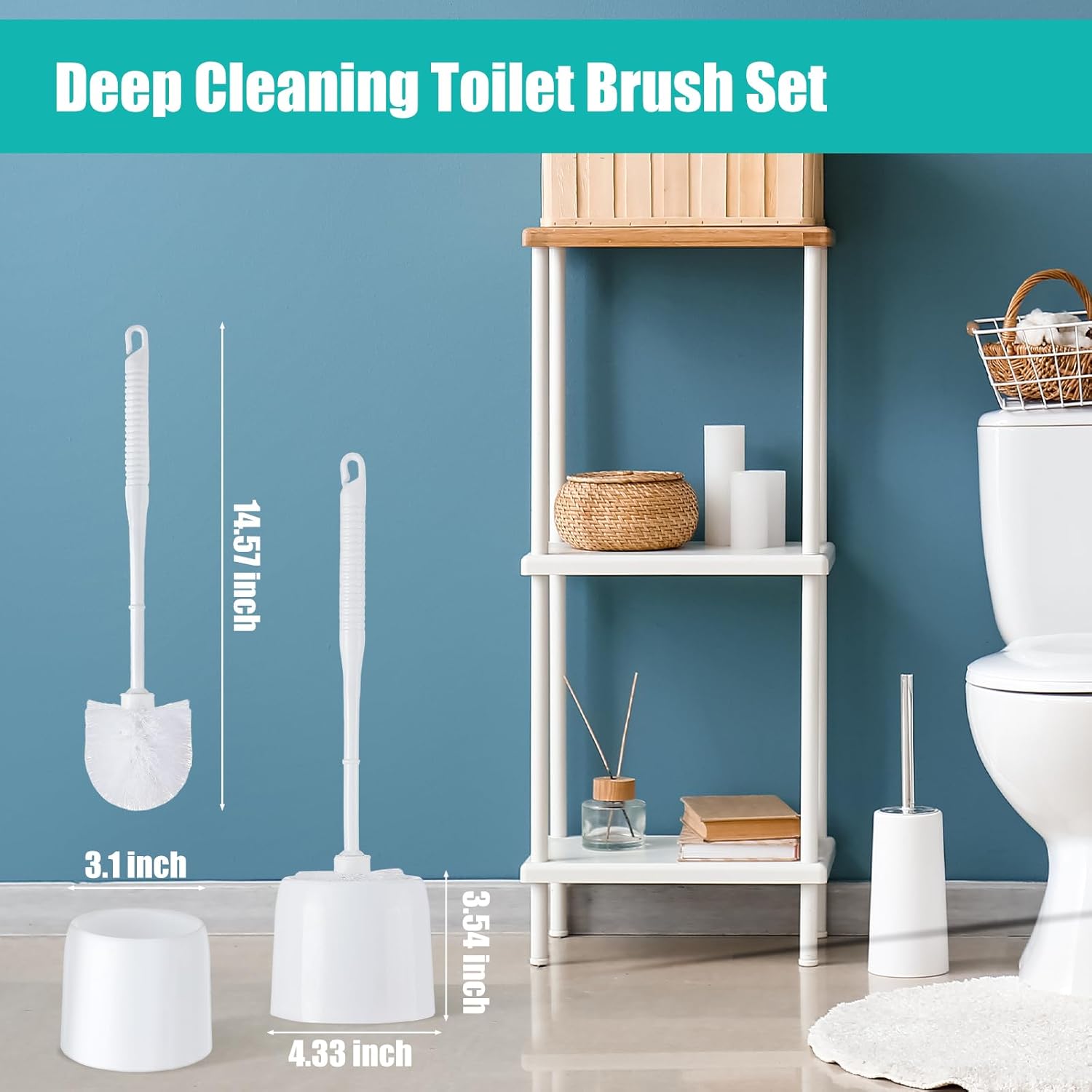 Roshtia 24-Piece Toilet Brush Set with Holder and Caddy
