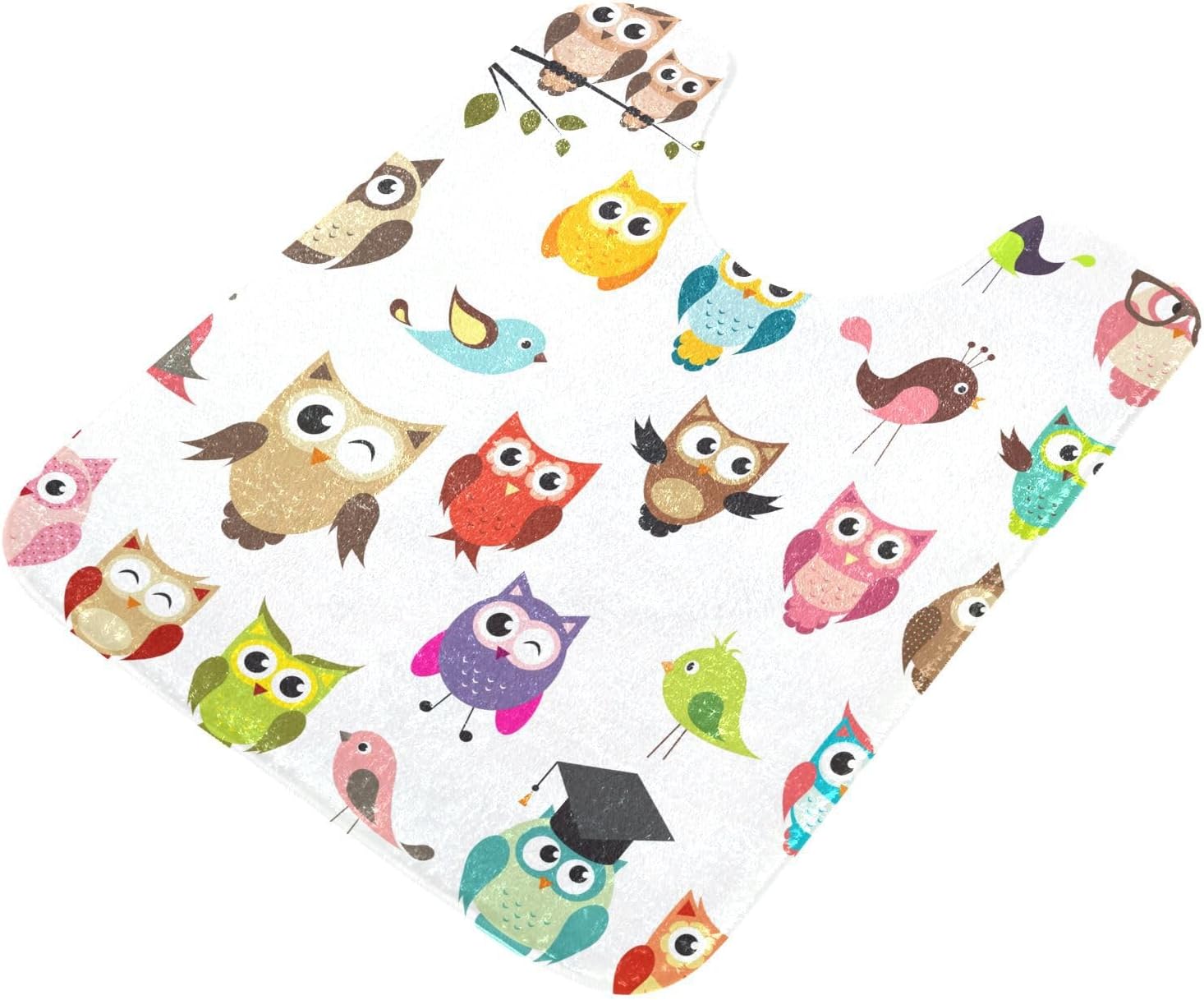 YETTASBIN Cute Owl Bath Mat - Non-Slip Quick Dry Shower Rug 16x24in