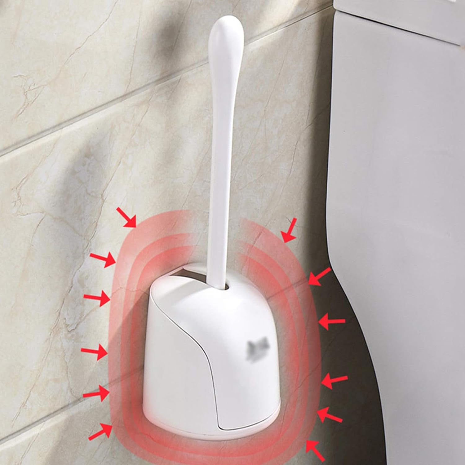 Dual-Purpose Toilet Brush with Holder Soft Bristles Wall Floor Mount