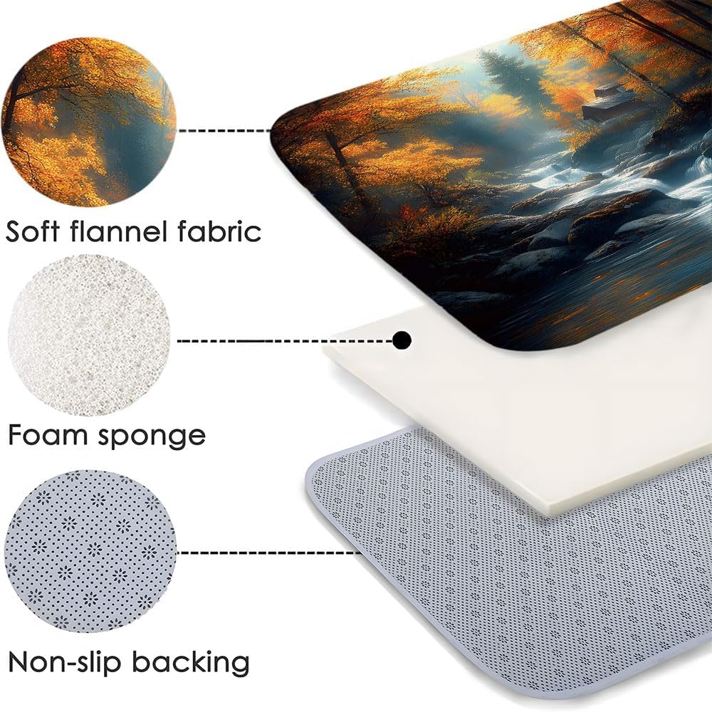 Autumn Waterfall Bath Mat 16x24 Inch Non-Slip