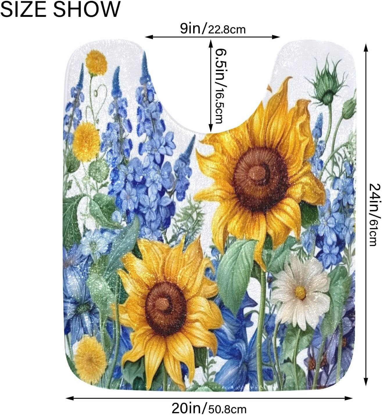 YETTASBIN Sunflower Rectangle Bath Mat Set 1