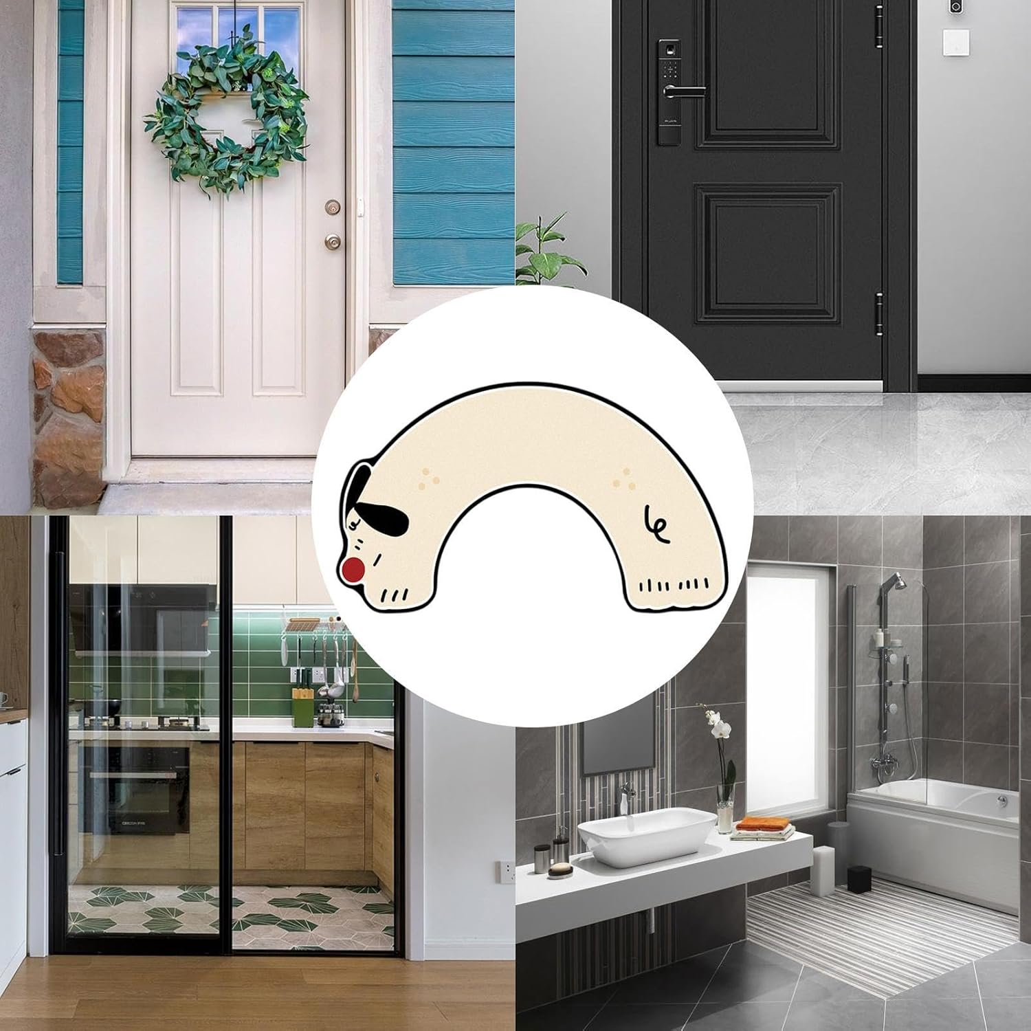 Water Absorption U-Shaped Bath Mat with Cute Dachshund Pattern