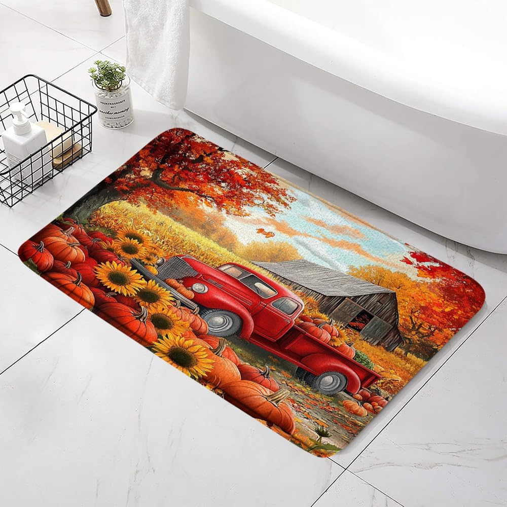 Fall Harvest Bath Mat with Non-Slip Design