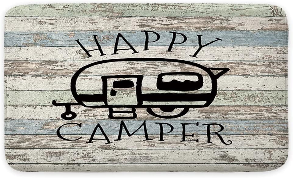 JAWO Happy Campers Bath Mat Non Slip Retro