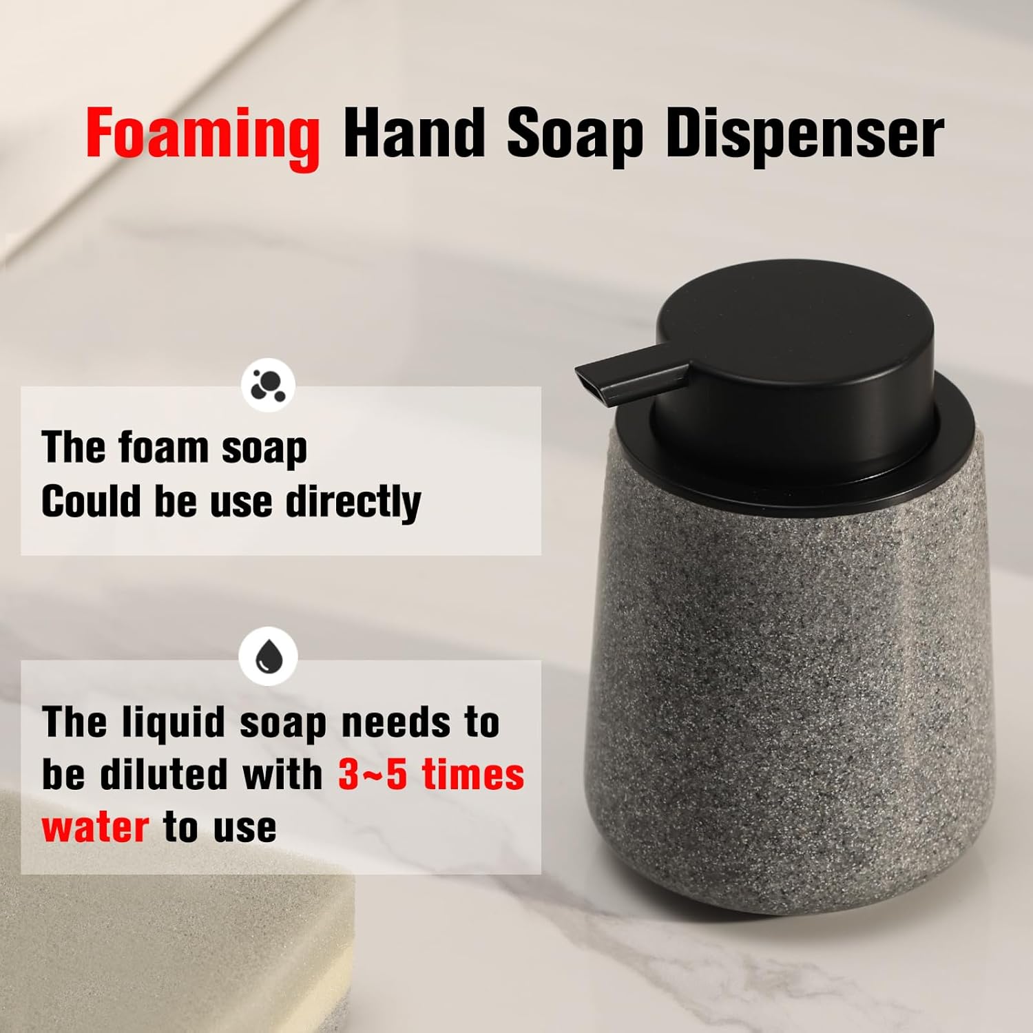 Haocoott Foaming Soap Dispenser with Granite Look