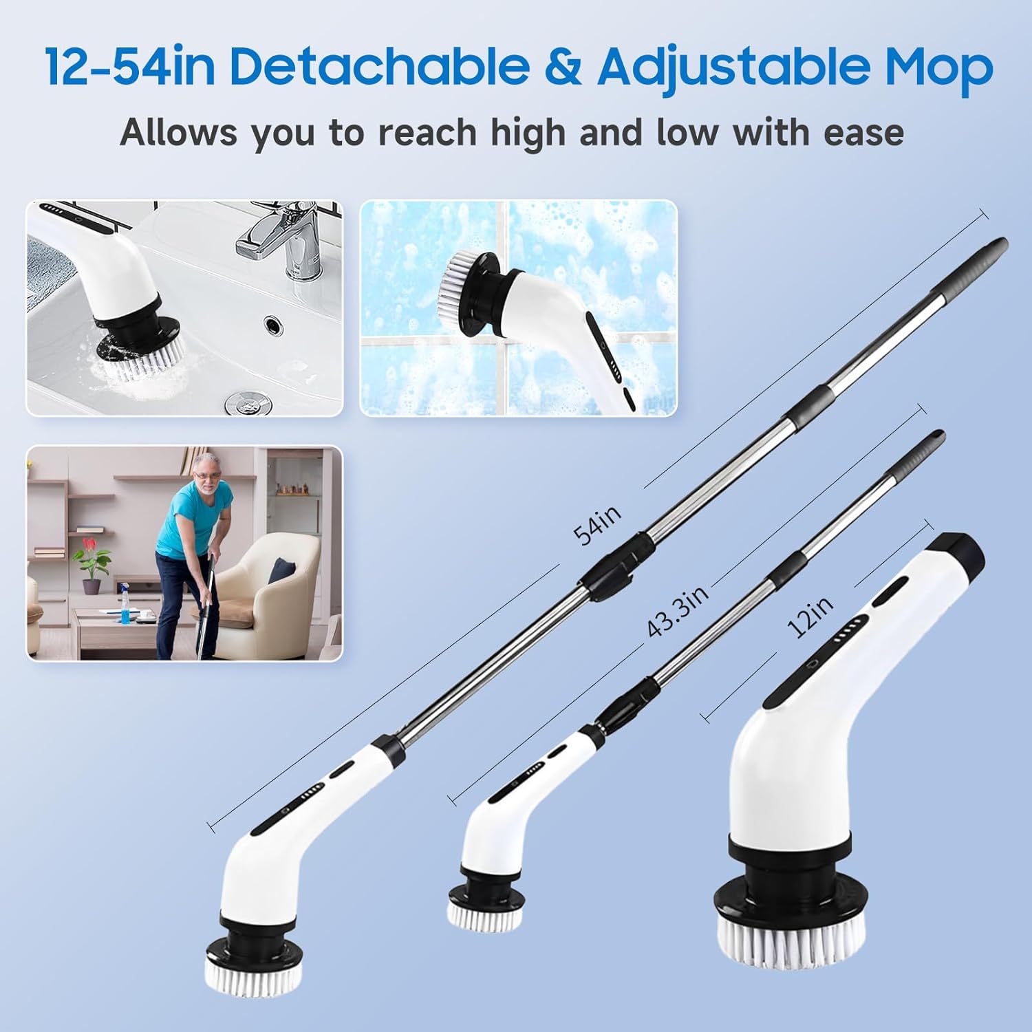 LYSHIATSU Electric Spin Scrubber with 8 Heads