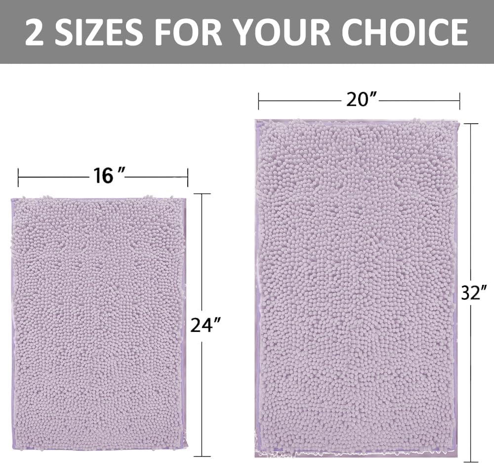 RUN HELIX Chenille Bath Rug Set 2 Pieces Lavender