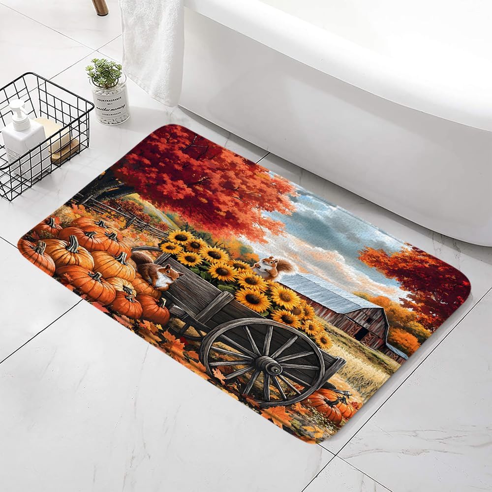 Autumn Farm Bath Mat - Non-Slip Waterproof and Decorative