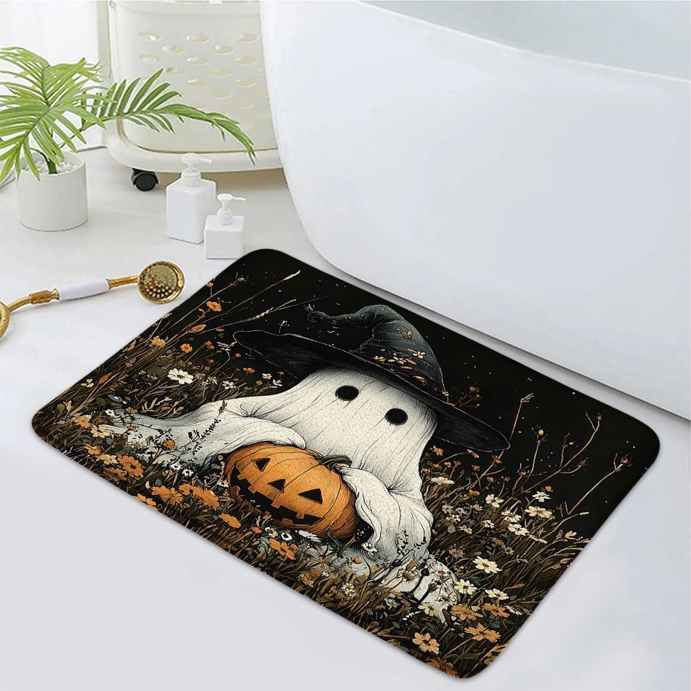 Halloween Ghost Bath Mat 16x24 Inch Spooky Design