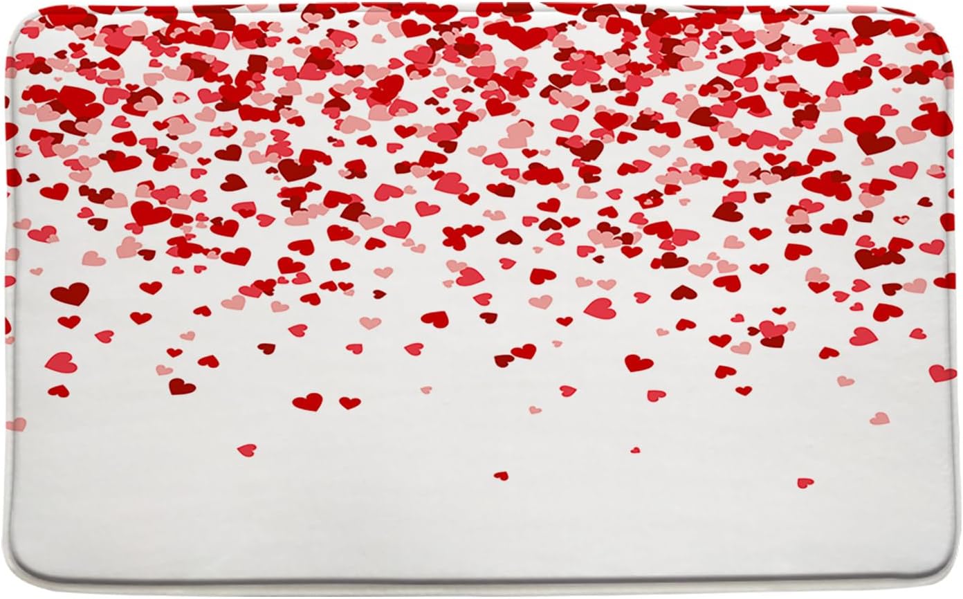 GCTNBJL Red Heart Bath Mat Romantic Couple Decor