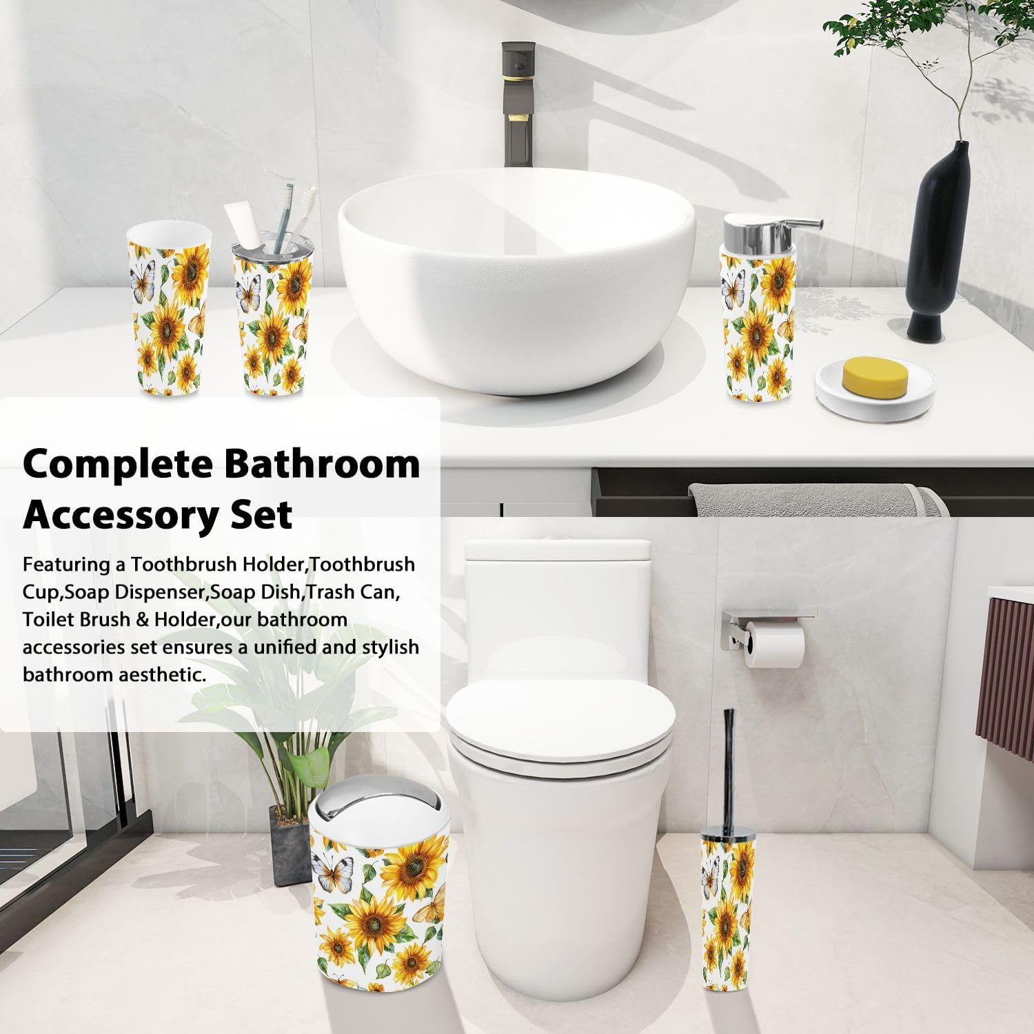 Boho Style 6-Piece Bathroom Accessory Set 1