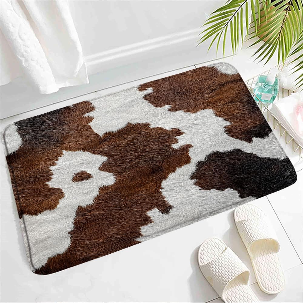 Cowhide Style Bath Mat with Non-Slip Backing