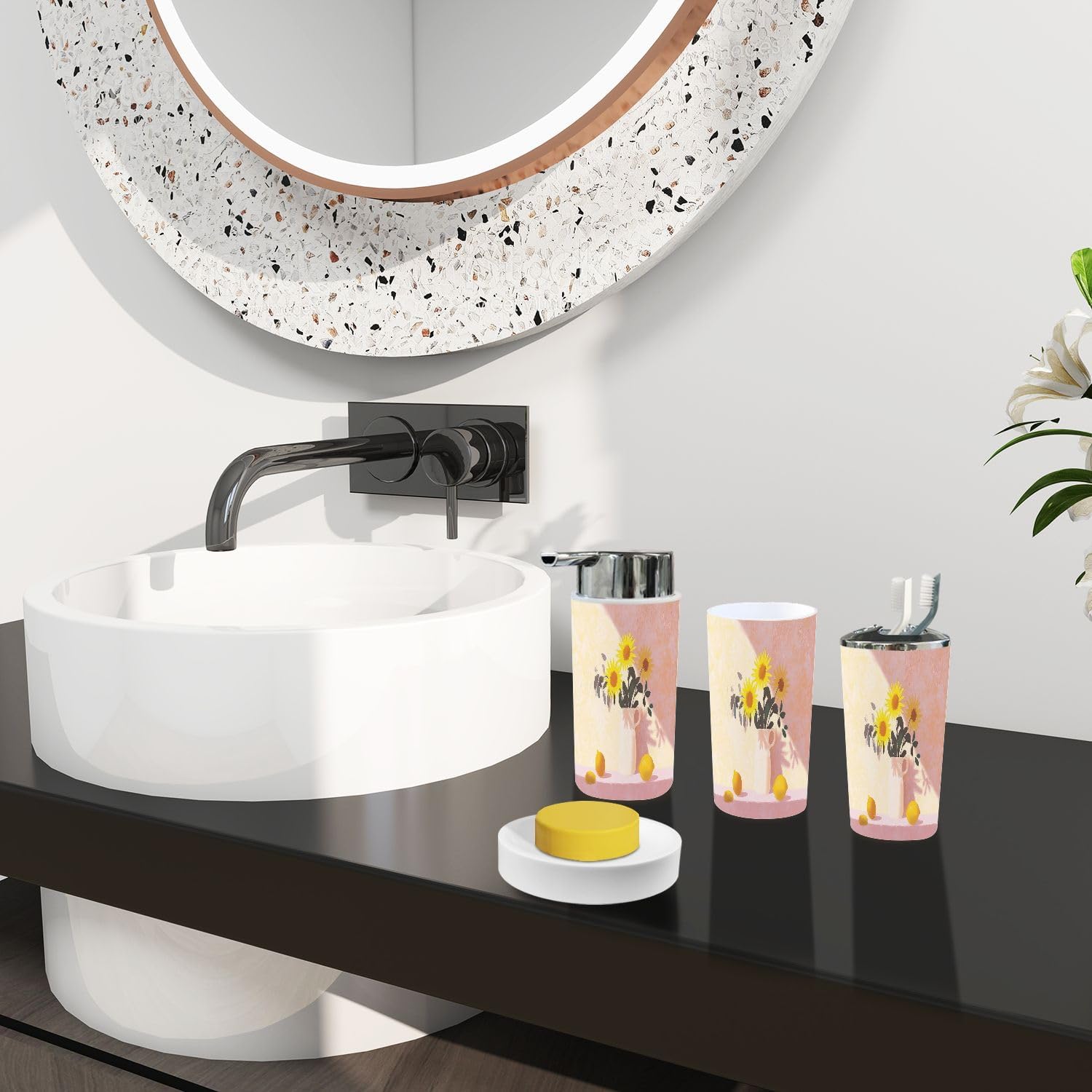 Boho Bathroom Accessory Set 6 Piece Modern Design 1