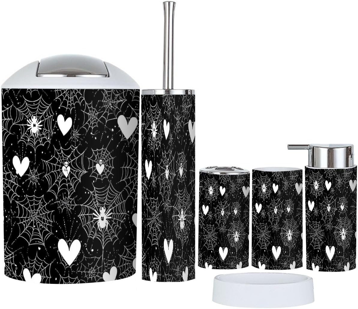 Boho Gothic Bathroom Accessory Set 6 Piece