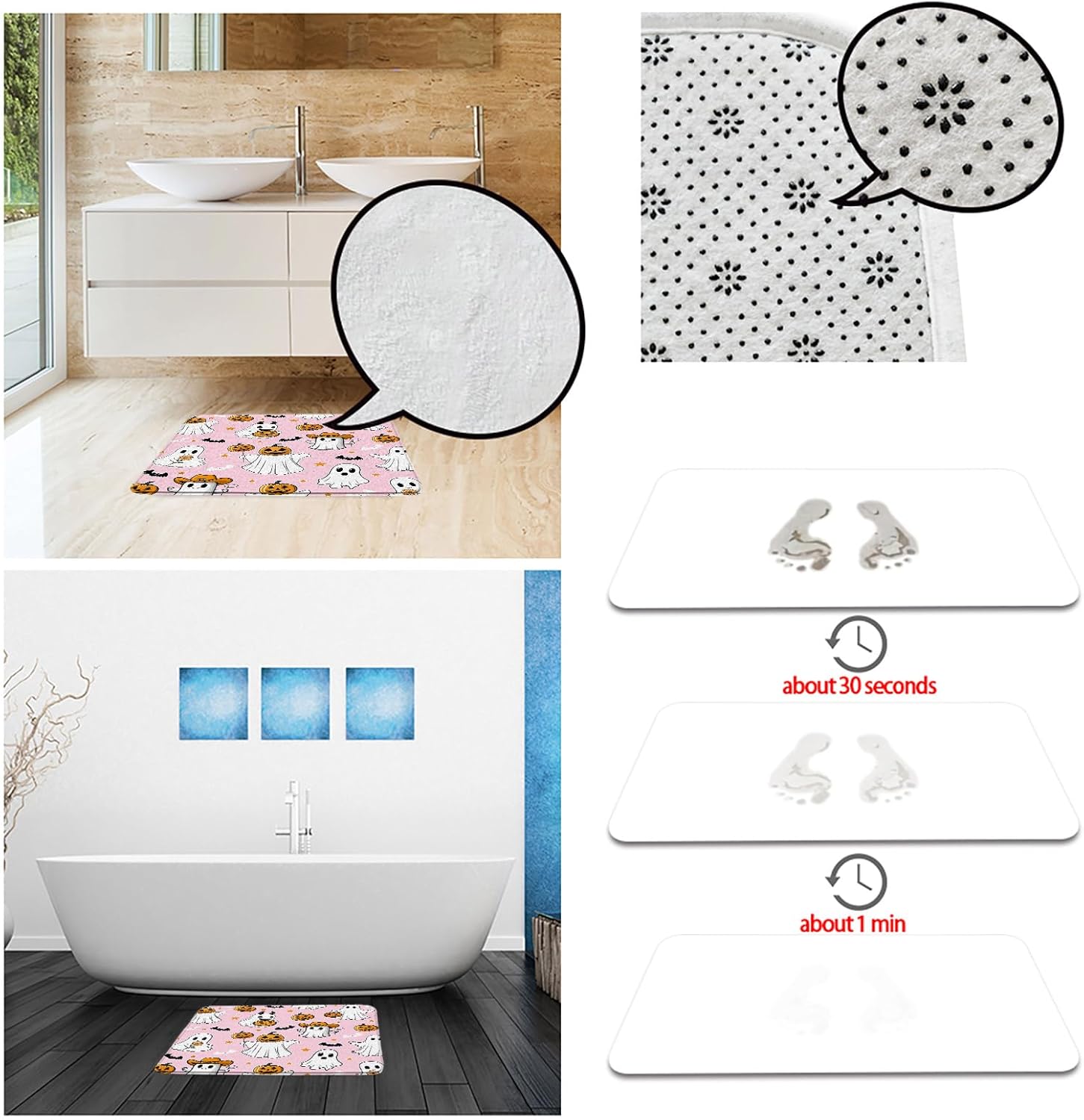 Halloween Ghost Bath Mat 16x24 Inch