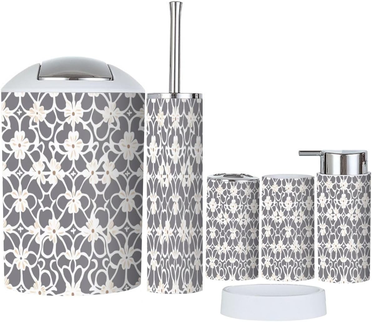 TRANQDEHOM 6-Piece Boho Bathroom Accessories Set