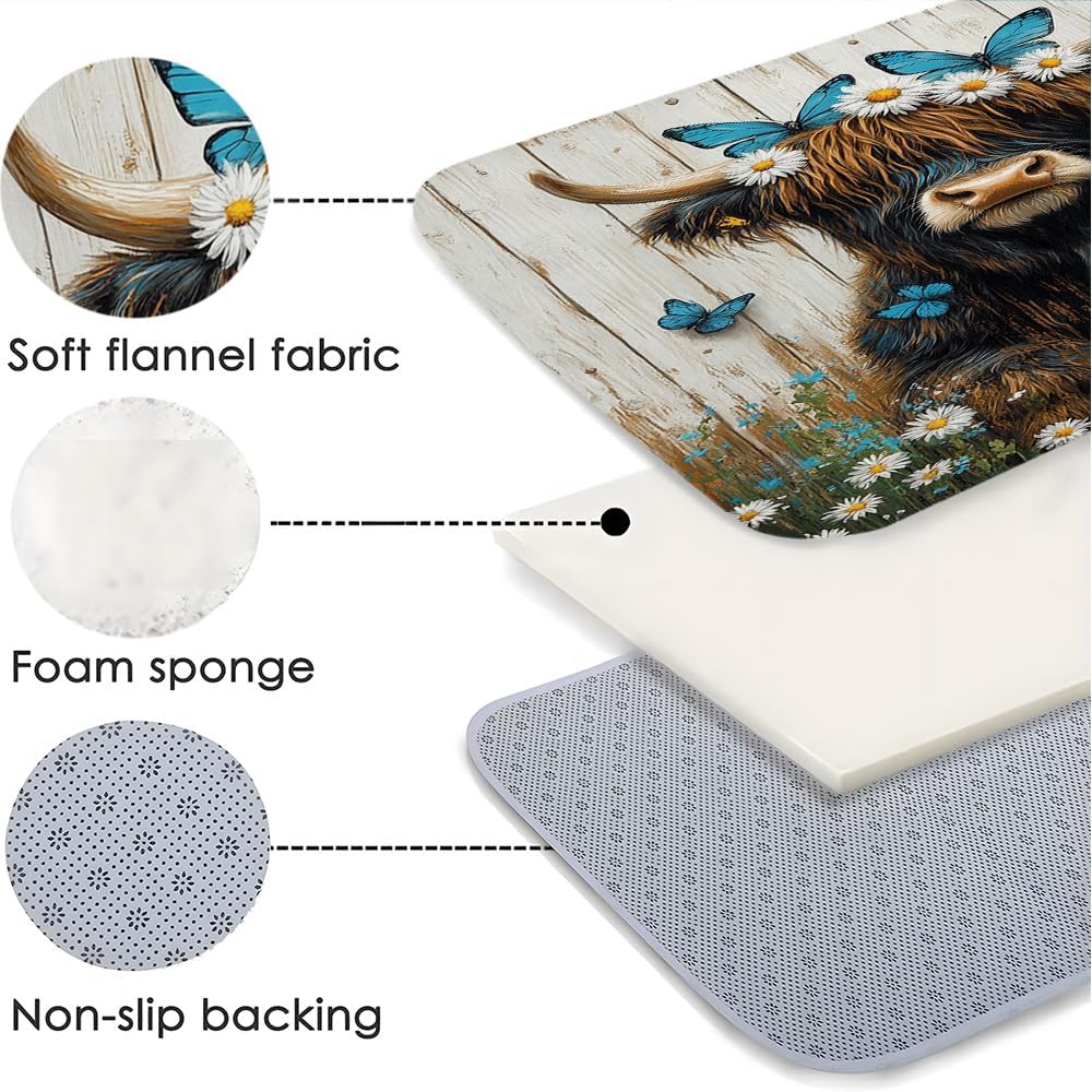Funny Highland Cow Bath Mat - Rustic Farmhouse Animal Design