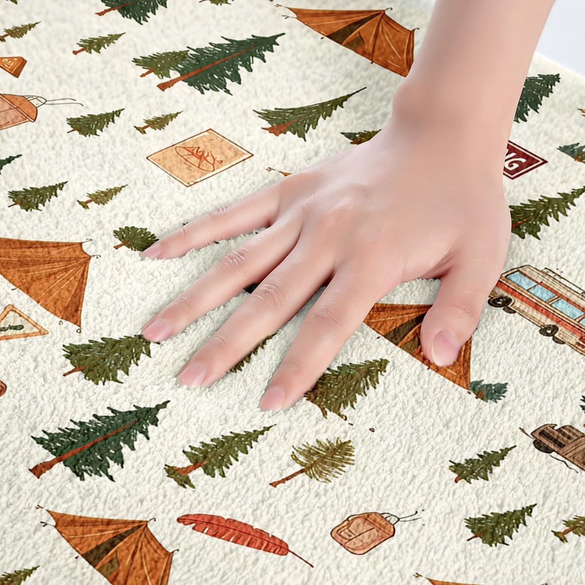 Feelyou Camping Bath Rug 16x24 Inch Non-Slip Beige Floor Mat