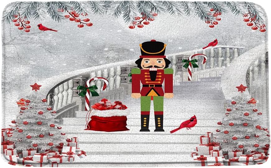 GCTNBJL Christmas Bath Mat with Xmas Tree and The Nutcracker Design