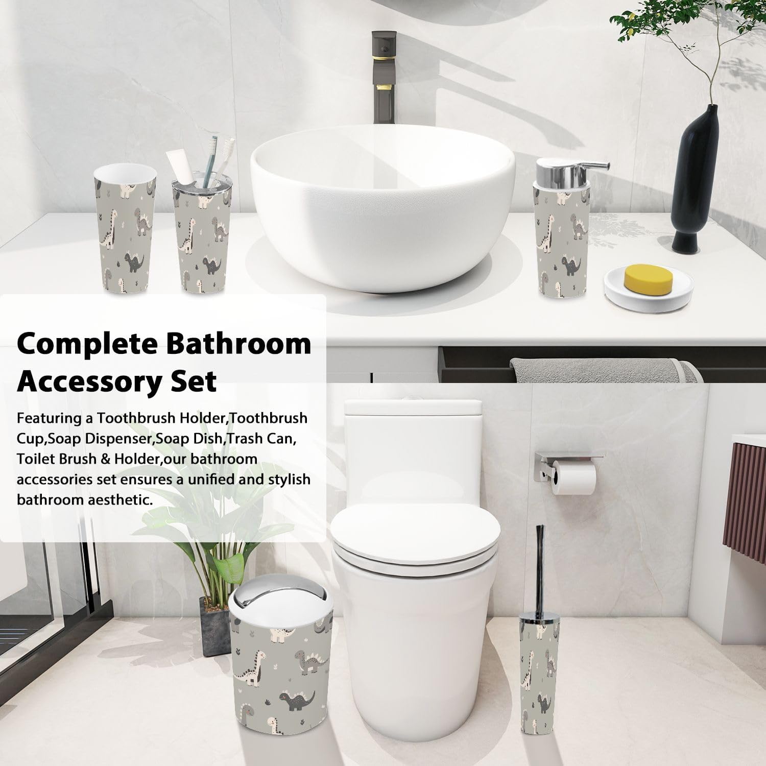 Boho Bathroom Accessory Set 6 Piece for Kids