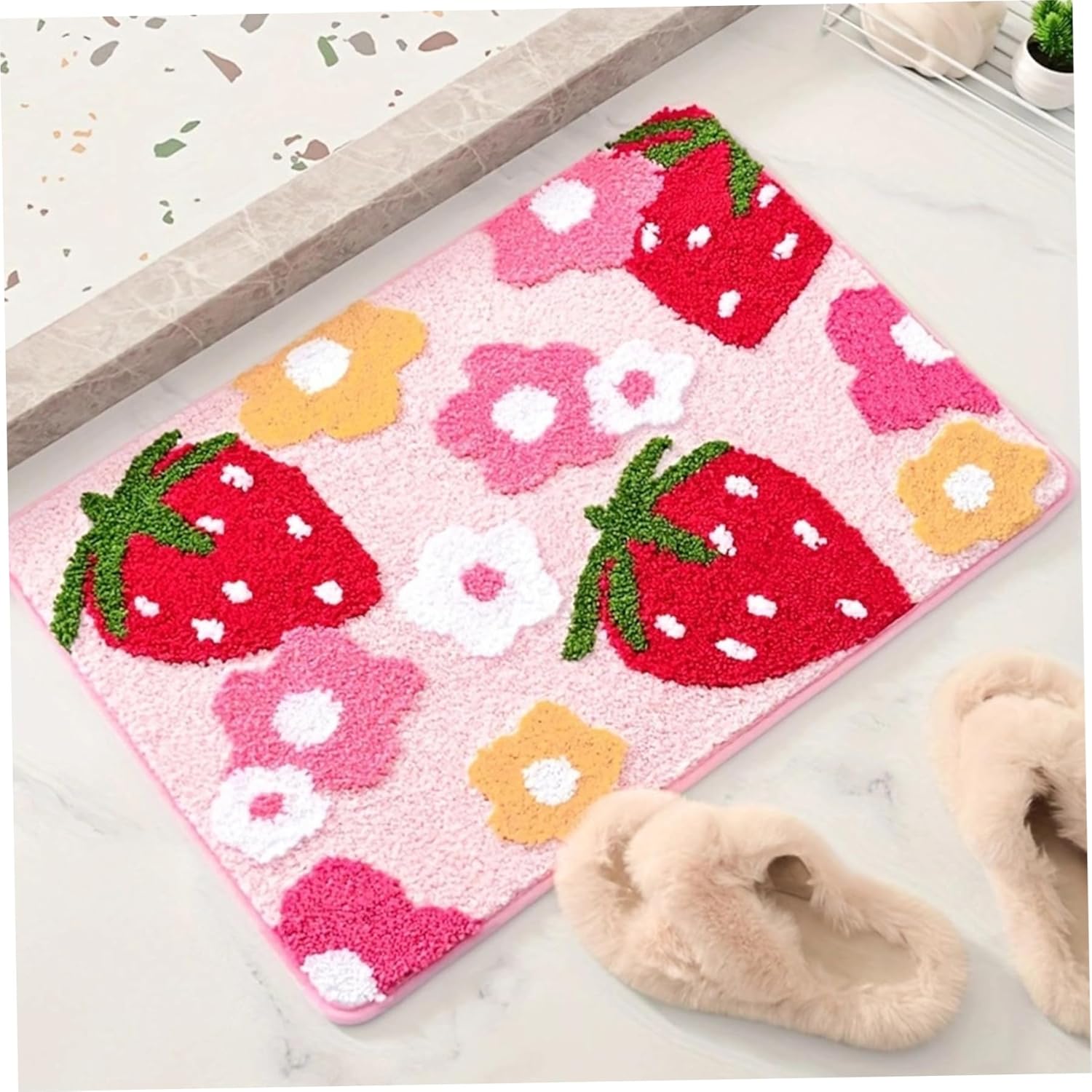 AEIOFU 16x24 Non-Slip Strawberry Bath Mat