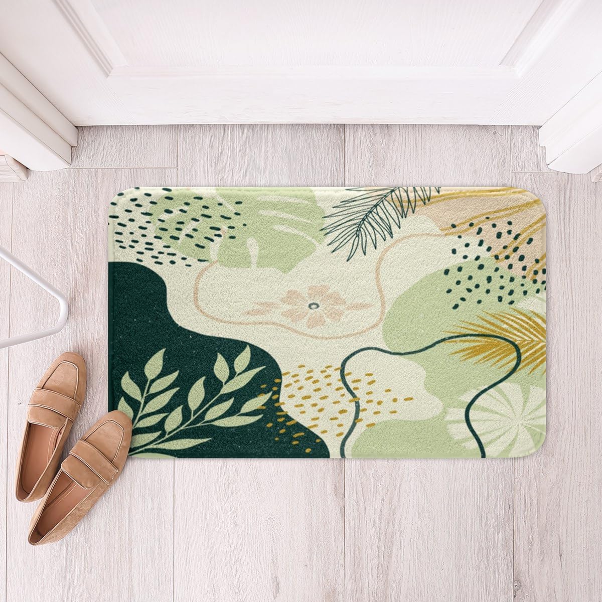 Feelyou Bohemian Bathroom Rug Green Abstract 16x24 Inch