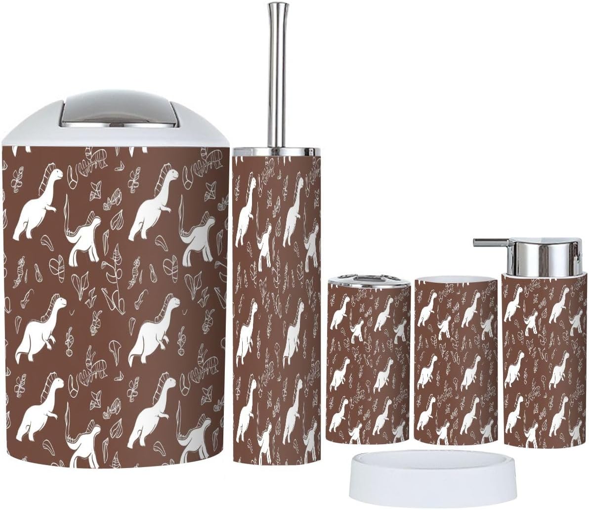 Boho Dinosaurs Bathroom Accessories Set 6 Piece