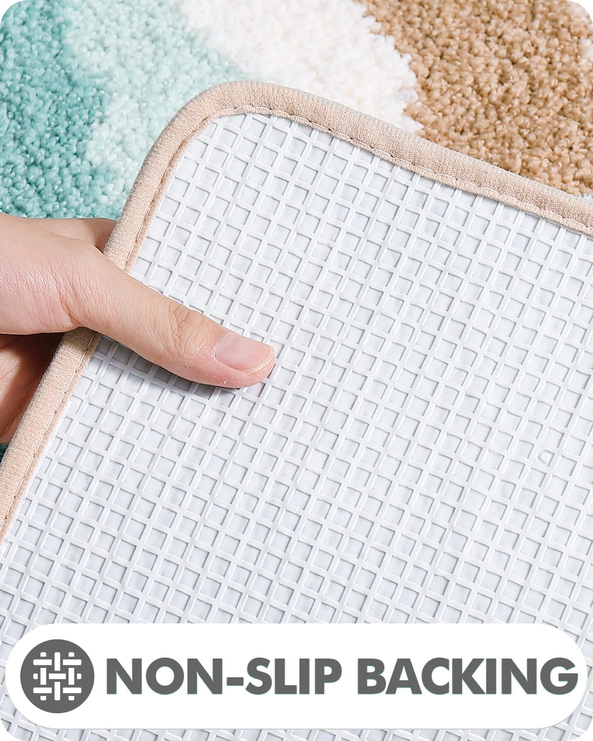 LUMI Bath Mats with Wave Designs Non-Slip Machine Washable