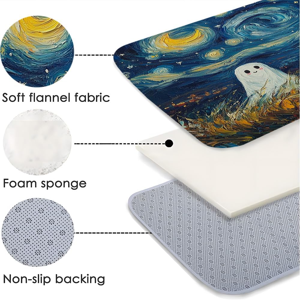 Starry Night Ghost Bath Mat - Non-Slip Bathroom Rug