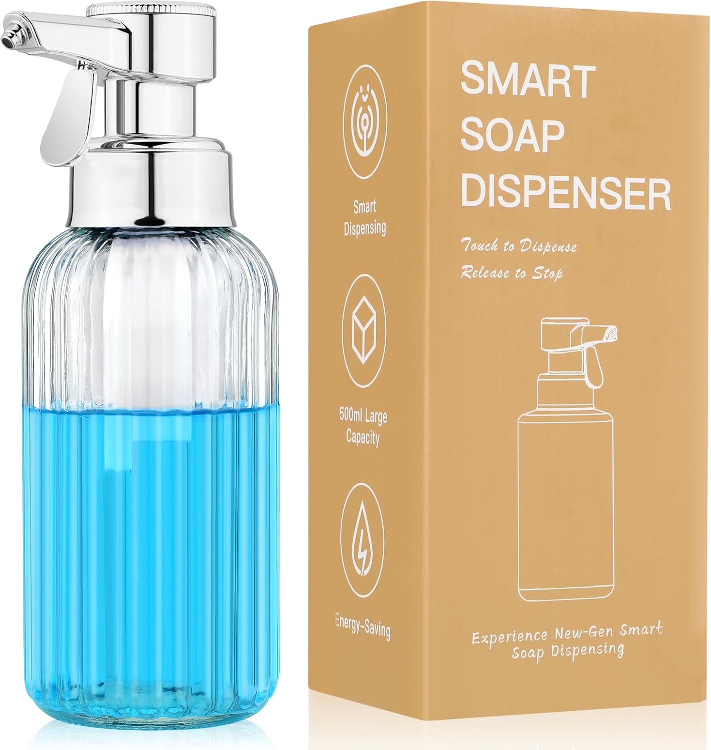 Monstake Touch Operated Soap Dispenser 16 OZ Clear Glass 1