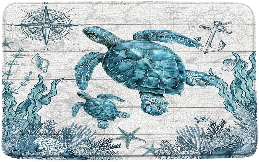 Beach Turtle Bath Rug 16x24 Inch Non-Slip 1
