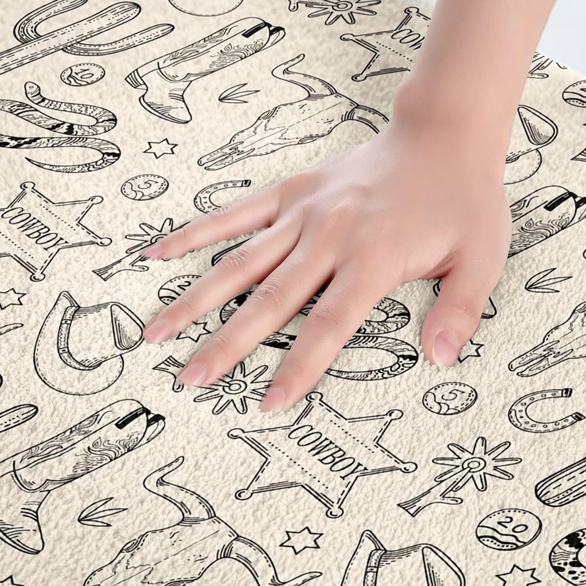 Homewish Western Cowboy Bath Mat with Cow Skull Pattern