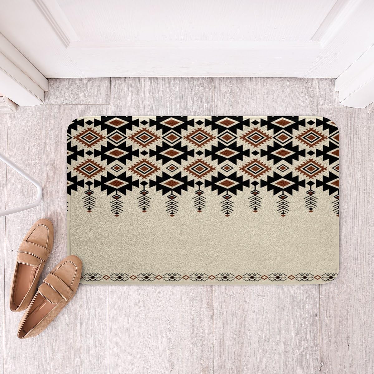 Jejeloiu Khaki Boho Bathroom Rug 16x24 Inch
